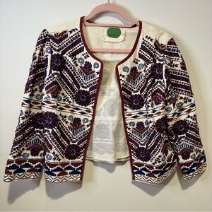 anthropologie greenwich embroidered jacket size extra small